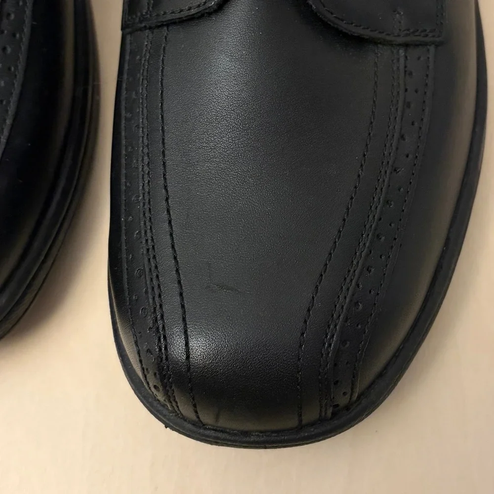 Orthofeet Dress Shoe Men 12 Extra Wide 4E Black Leather Orthopedic Oxfords